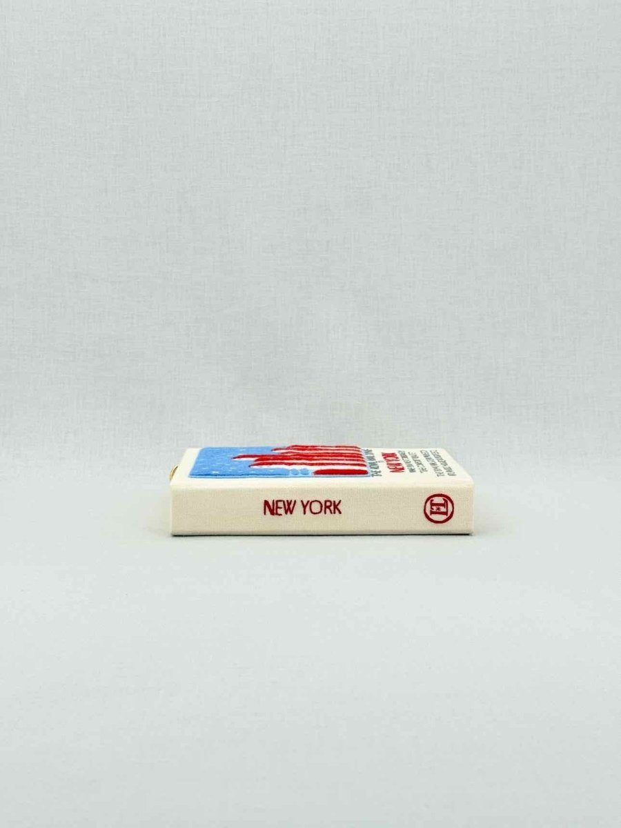 Pre - loved OLYMPIA LE - TAN New York Voyages Beige Multicolor Clutch at Reems Closet