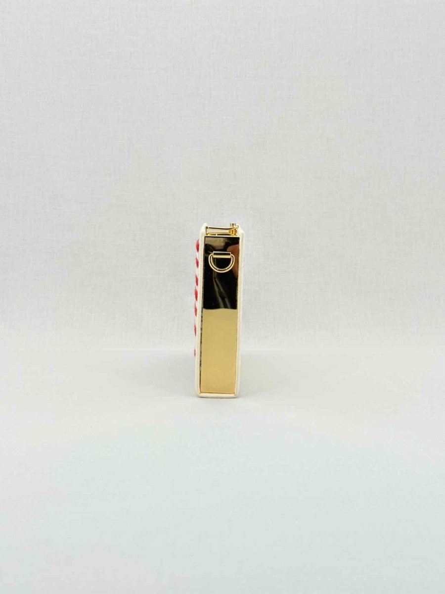 Pre - loved OLYMPIA LE - TAN New York Voyages Beige Multicolor Clutch at Reems Closet