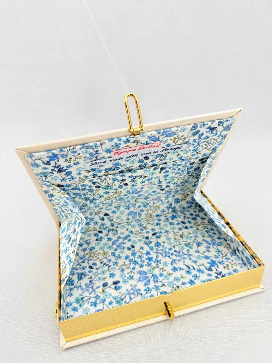 Pre - loved OLYMPIA LE - TAN New York Voyages Beige Multicolor Clutch at Reems Closet