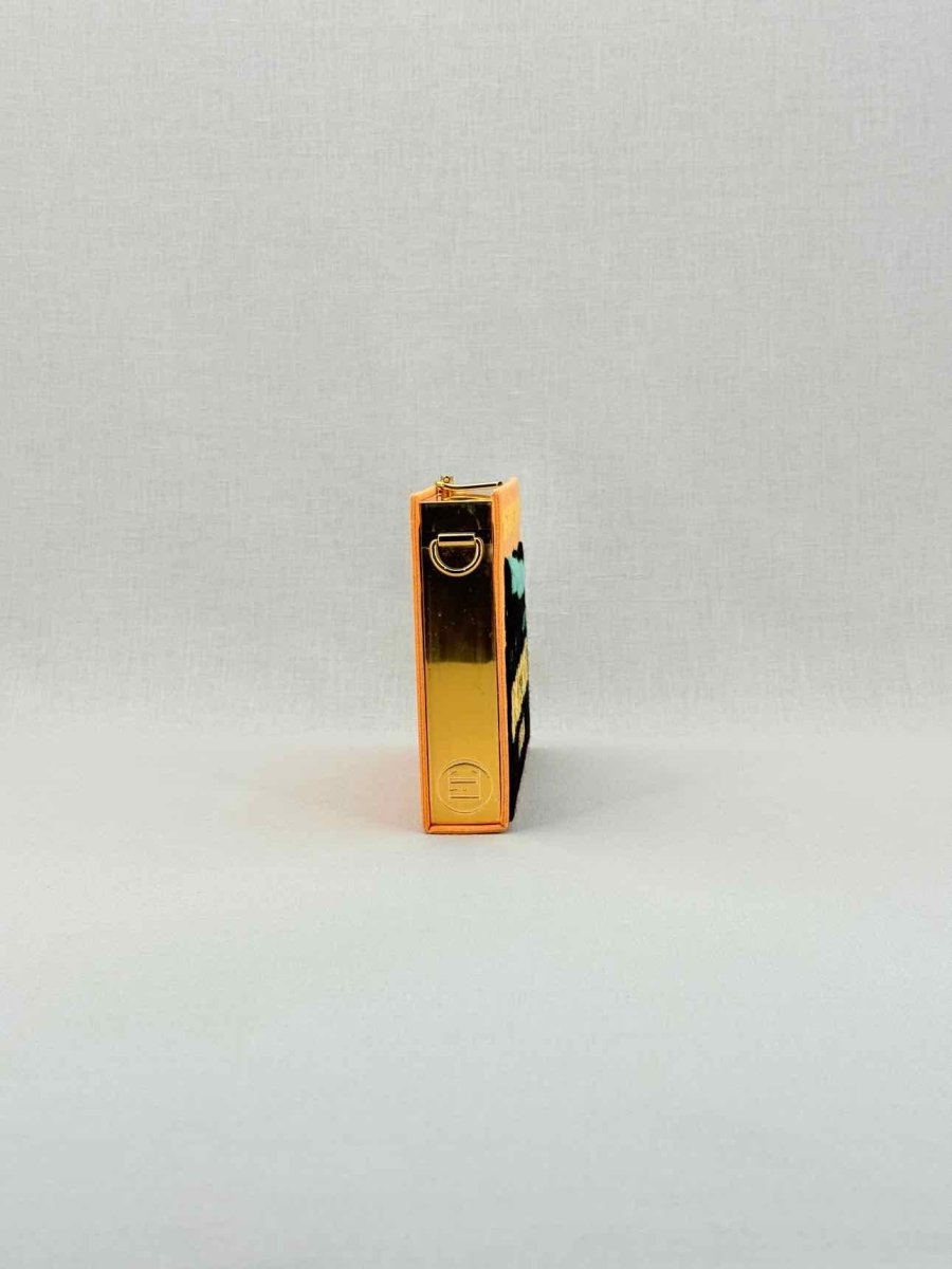 Pre - loved OLYMPIA LE - TAN Orange Multicolor Embroidered Clutch at Reems Closet