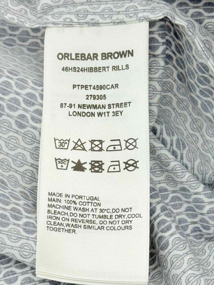 Pre - loved ORLEBAR BROWN Bowling Navy Blue/White Size Large Shirt at Reems Closet