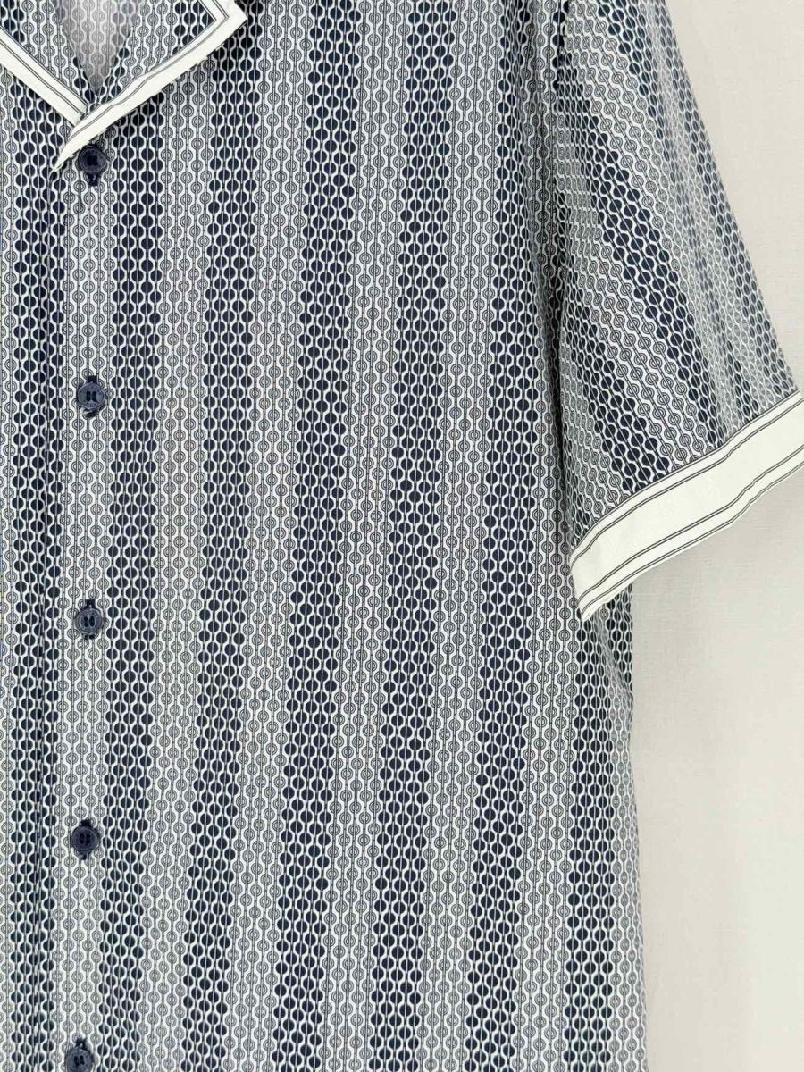 Pre-loved ORLEBAR BROWN Bowling Navy Blue/White Size Large Shirt at Reems Closet
