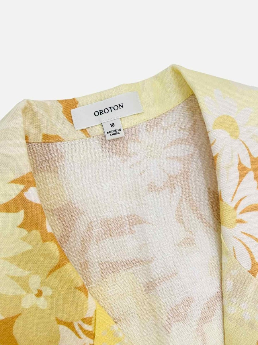 Pre - loved OROTON Yellow & Beige Floral Shirt at Reems Closet