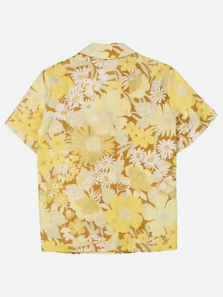 Pre - loved OROTON Yellow & Beige Floral Shirt at Reems Closet