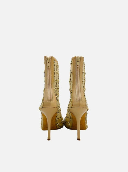 Pre - loved OSCAR DE LA RENTA Pearlette Gold Ankle Boots 37.5 at Reems Closet