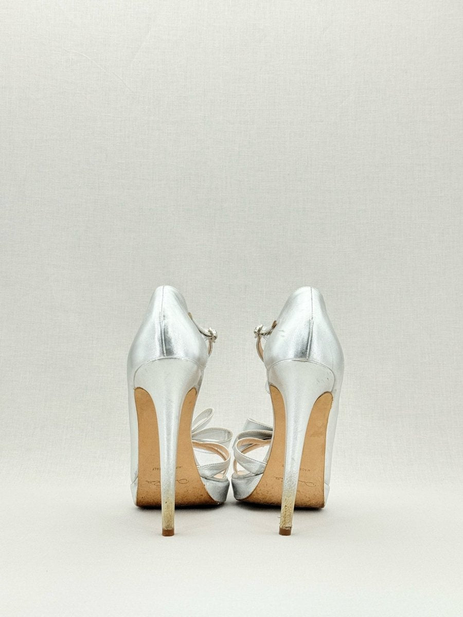 Pre - loved OSCAR DE LA RENTA Silver Size EU 40 Heeled Sandals at Reems Closet