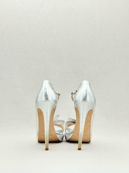 Pre - loved OSCAR DE LA RENTA Silver Size EU 40 Heeled Sandals at Reems Closet