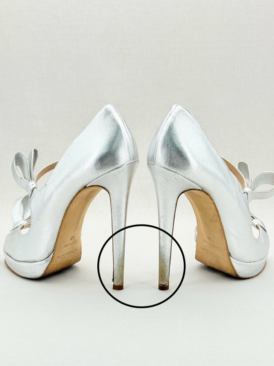 Pre - loved OSCAR DE LA RENTA Silver Size EU 40 Heeled Sandals at Reems Closet