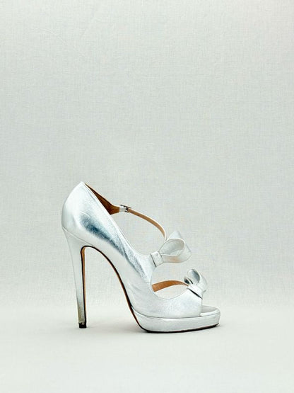Pre - loved OSCAR DE LA RENTA Silver Size EU 40 Heeled Sandals at Reems Closet