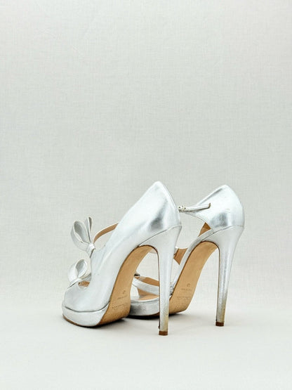 Pre - loved OSCAR DE LA RENTA Silver Size EU 40 Heeled Sandals at Reems Closet