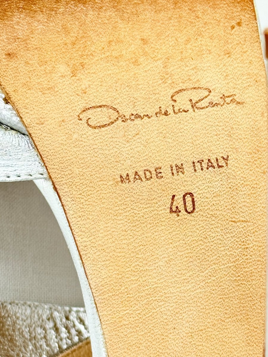 Pre - loved OSCAR DE LA RENTA Silver Size EU 40 Heeled Sandals at Reems Closet