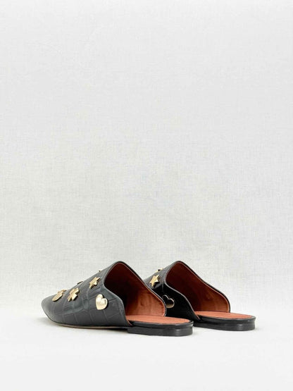 Pre - loved OSMAN Black Crocodile Effect Size EU 39 Mules at Reems Closet