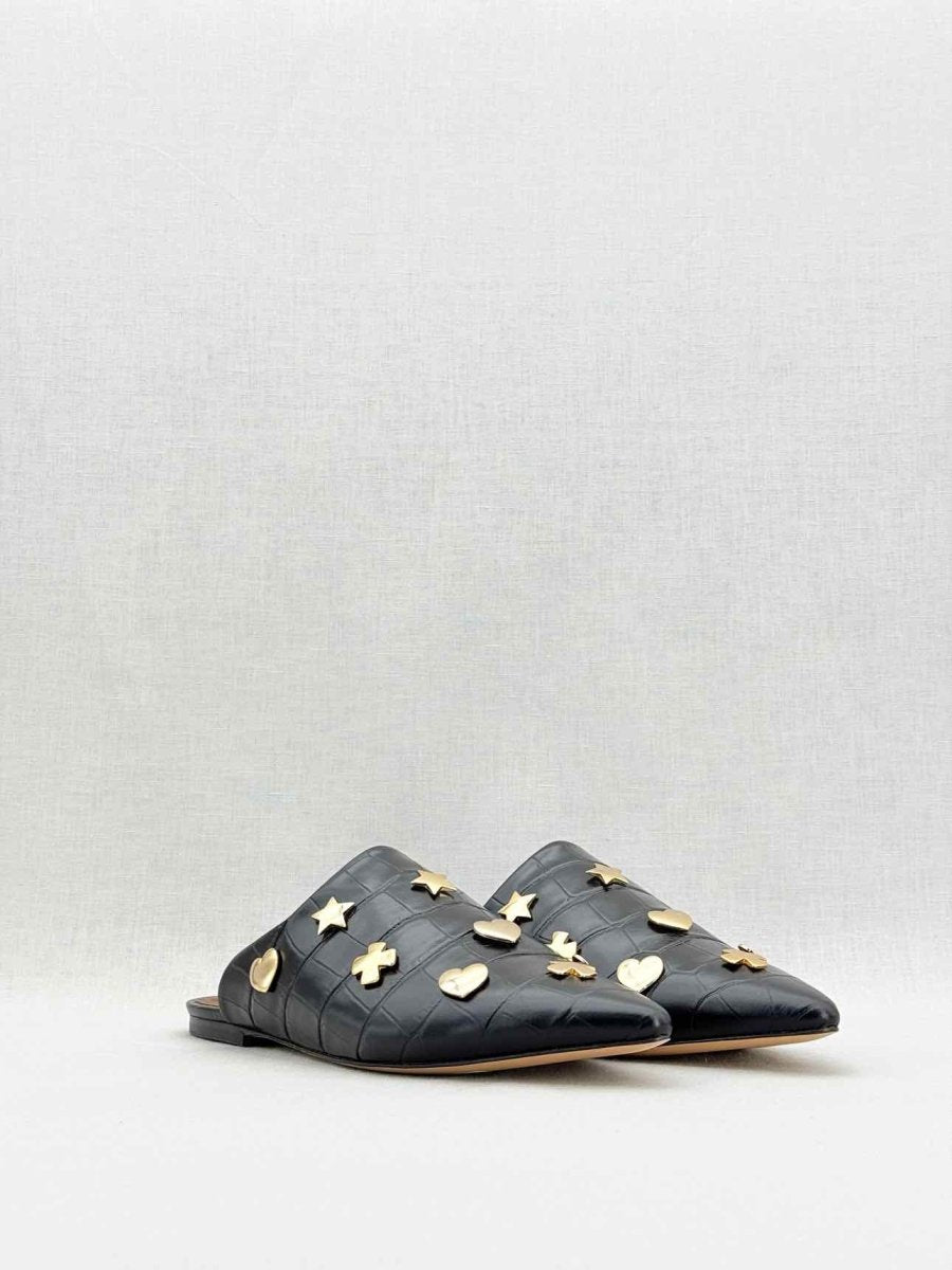 Pre - loved OSMAN Black Crocodile Effect Size EU 39 Mules at Reems Closet