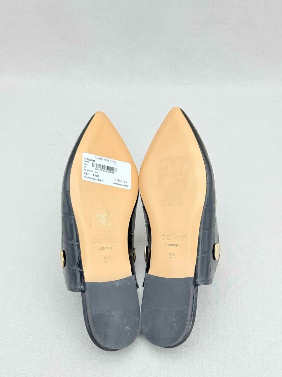 Pre - loved OSMAN Black Crocodile Effect Size EU 39 Mules at Reems Closet