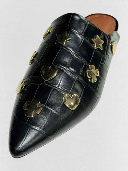 Pre - loved OSMAN Black Crocodile Effect Size EU 39 Mules at Reems Closet