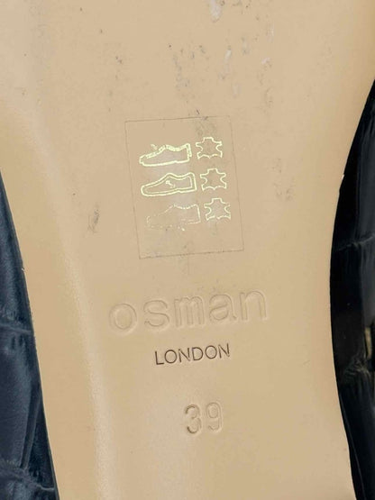 Pre - loved OSMAN Black Crocodile Effect Size EU 39 Mules at Reems Closet
