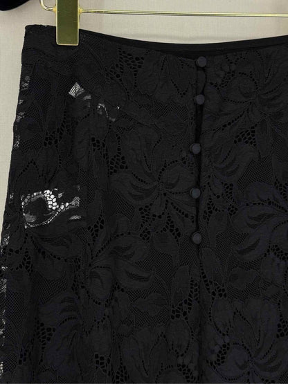 Pre - loved PACO RABANNE Black Lace Size US 2 Midi Skirt at Reems Closet