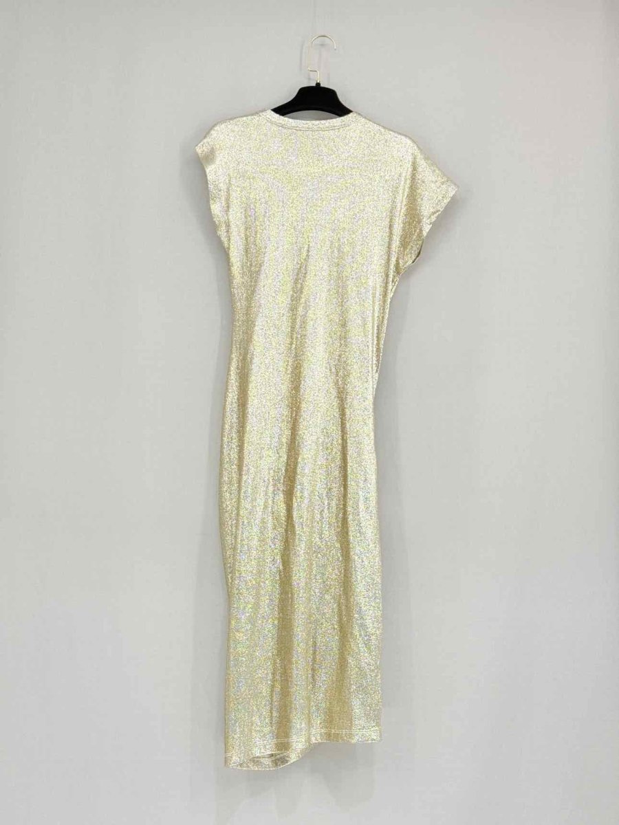 Pre - loved PACO RABANNE Gold Ruched Size US 0 Knee Length Dress at Reems Closet