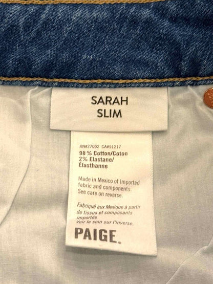 Pre - loved PAIGE Sarah Slim Blue Size 30 Jeans at Reems Closet