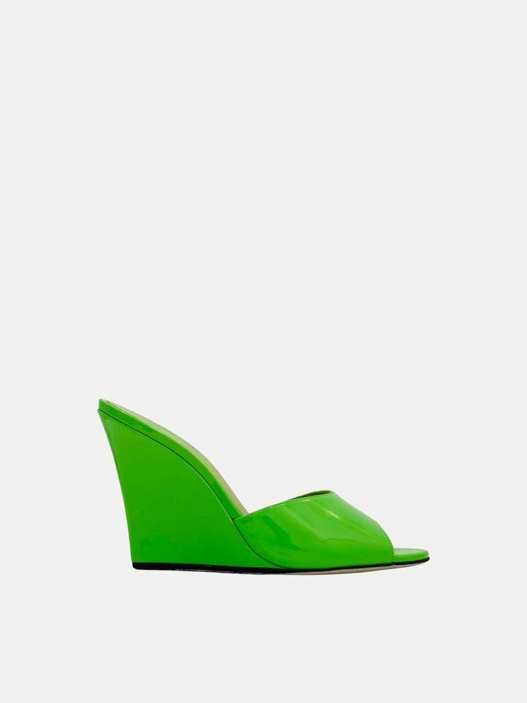 Pre - loved PARIS TEXAS Wanda Neon Green Mules at Reems Closet