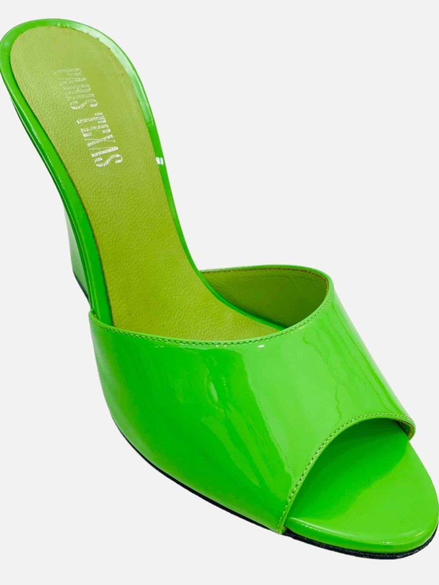 Pre - loved PARIS TEXAS Wanda Neon Green Mules at Reems Closet