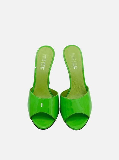 Pre - loved PARIS TEXAS Wanda Neon Green Mules at Reems Closet