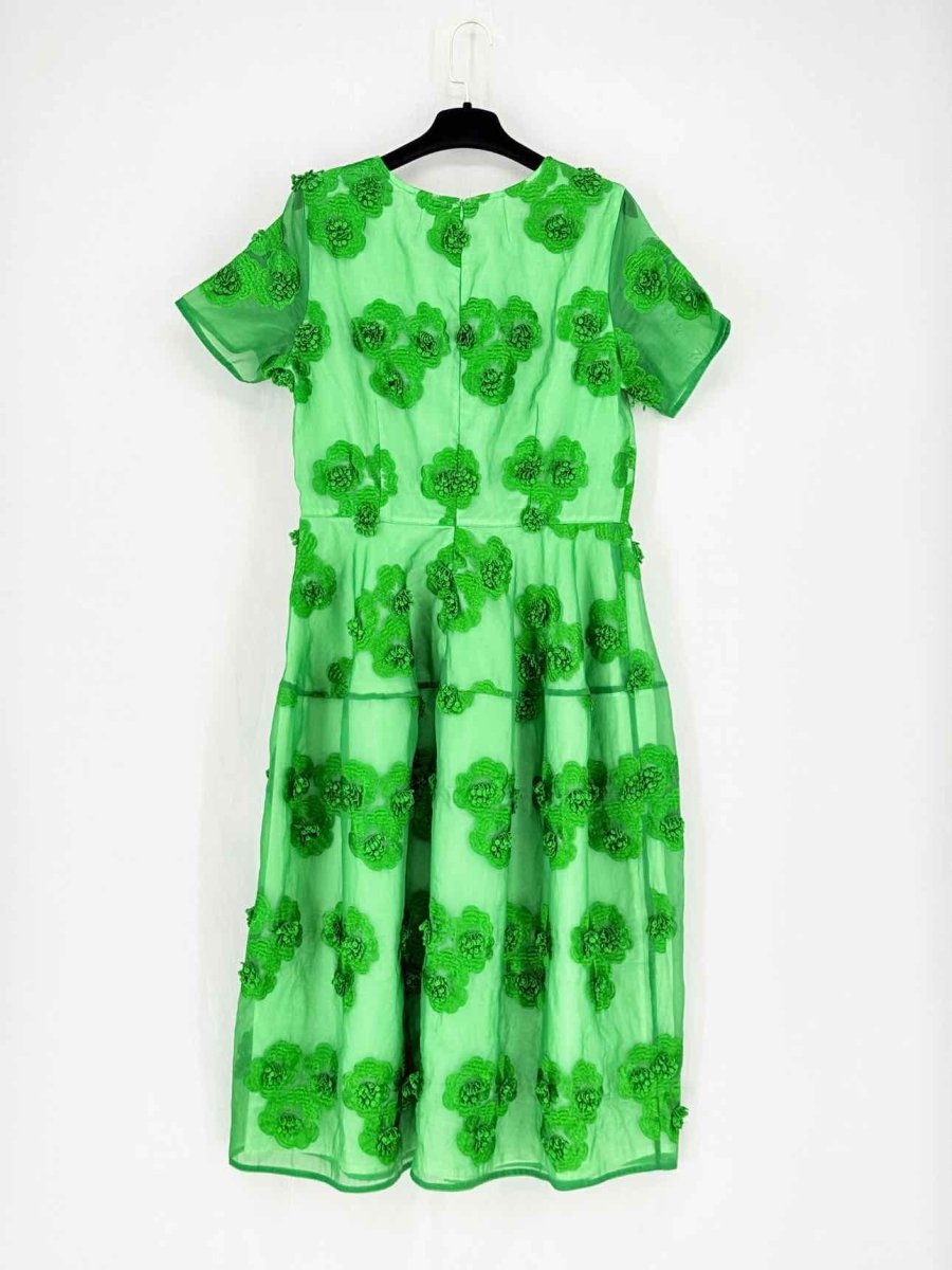 Pre - loved PAROSH Floral Embroidery Green Size Large Midi Dress at Reems Closet