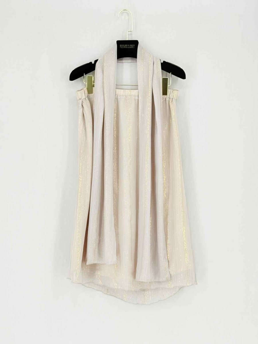 Pre - loved PATRIZIA PEPE Beige & Gold Size US 4 Top at Reems Closet