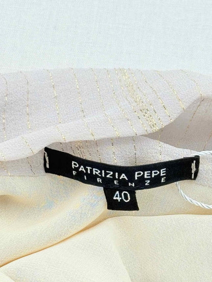 Pre - loved PATRIZIA PEPE Beige & Gold Size US 4 Top at Reems Closet