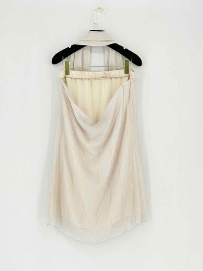Pre - loved PATRIZIA PEPE Beige & Gold Size US 4 Top at Reems Closet