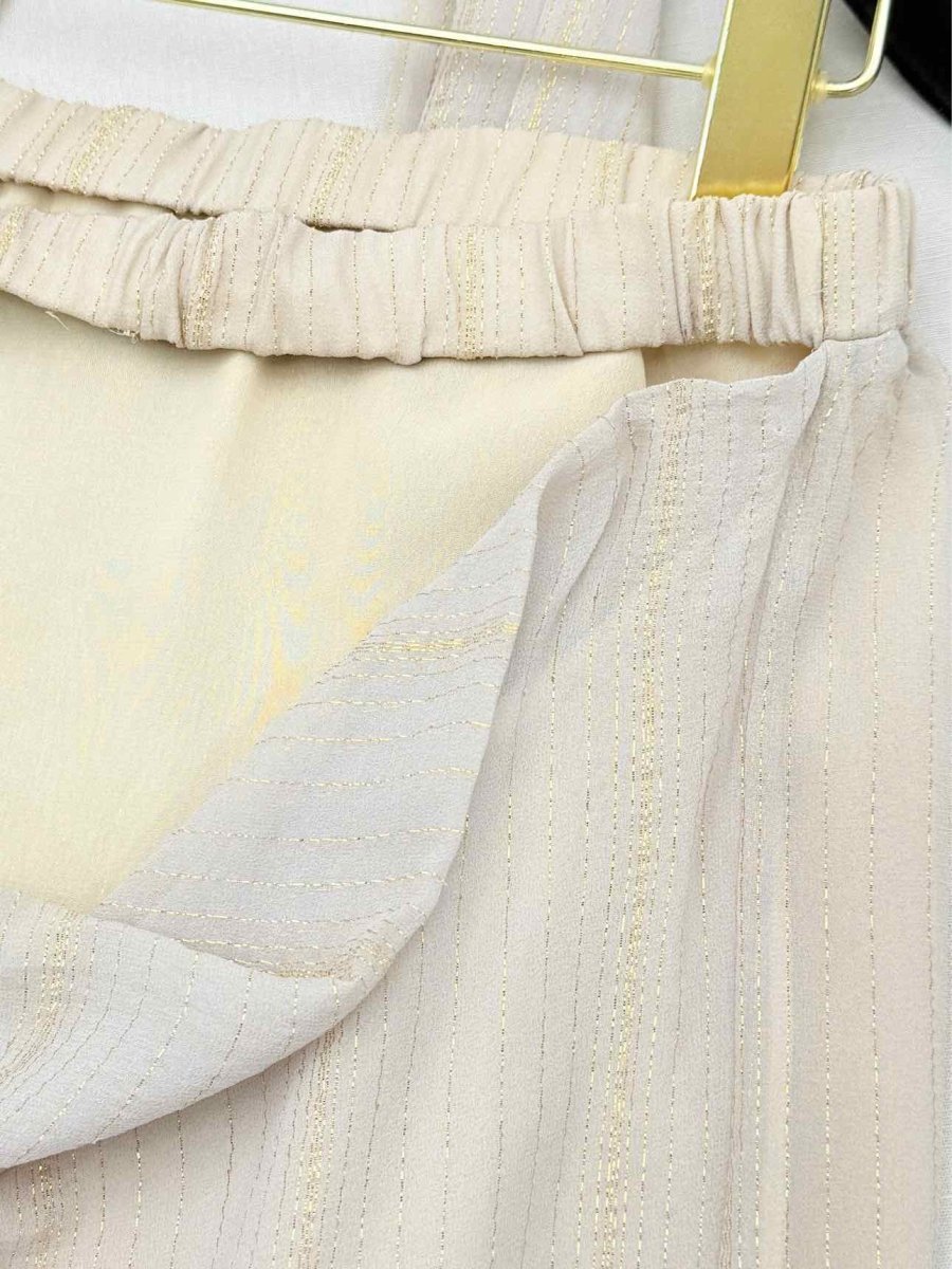 Pre - loved PATRIZIA PEPE Beige & Gold Size US 4 Top at Reems Closet