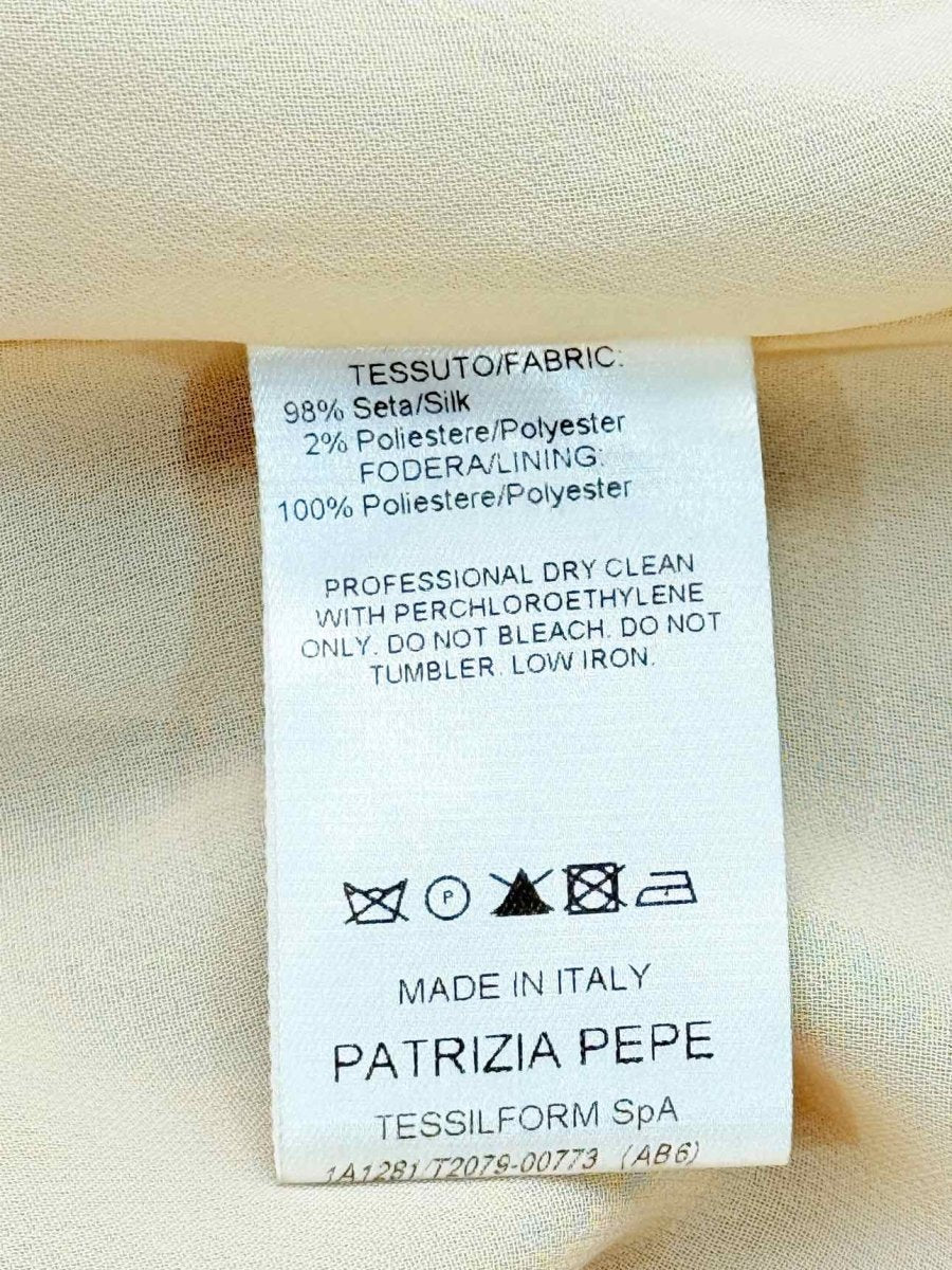 Pre - loved PATRIZIA PEPE Beige & Gold Size US 4 Top at Reems Closet