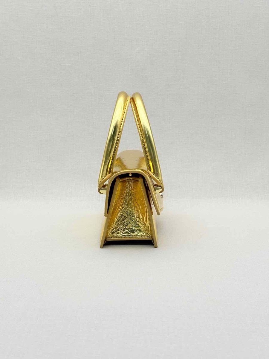 Pre - loved PATRIZIA PEPE Fly Bamby Metallic Gold Top Handle at Reems Closet