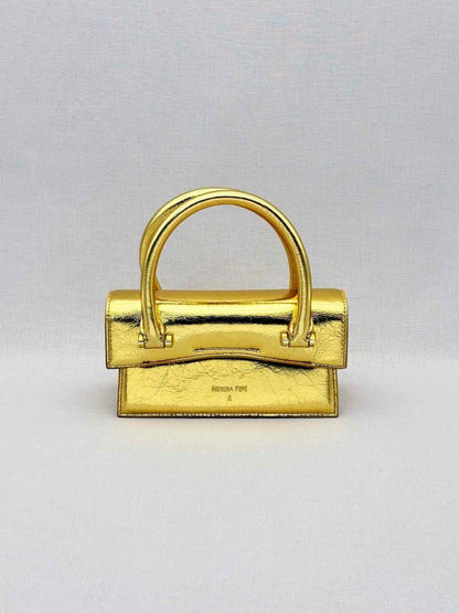 Pre - loved PATRIZIA PEPE Fly Bamby Metallic Gold Top Handle at Reems Closet