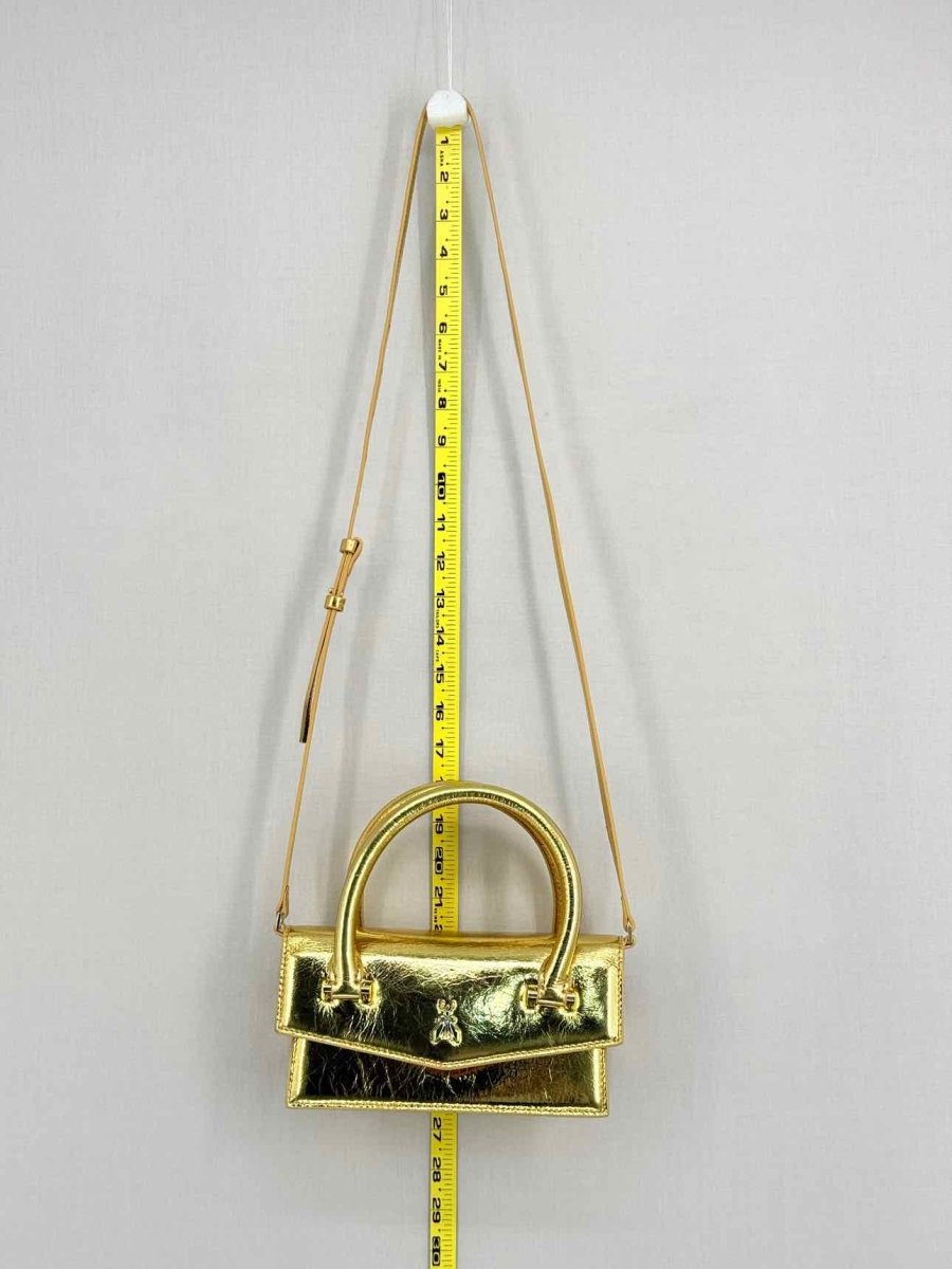 Pre - loved PATRIZIA PEPE Fly Bamby Metallic Gold Top Handle at Reems Closet