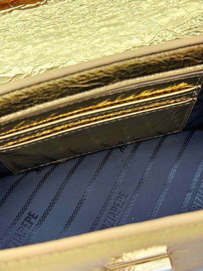 Pre - loved PATRIZIA PEPE Fly Bamby Metallic Gold Top Handle at Reems Closet