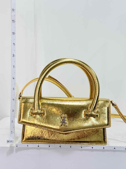 Pre - loved PATRIZIA PEPE Fly Bamby Metallic Gold Top Handle at Reems Closet