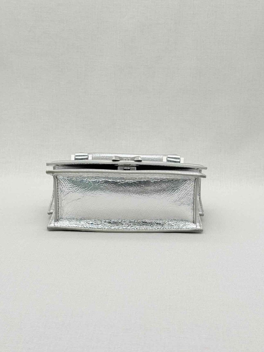 Pre - loved PATRIZIA PEPE Fly Bamby Metallic Silver Top Handle at Reems Closet