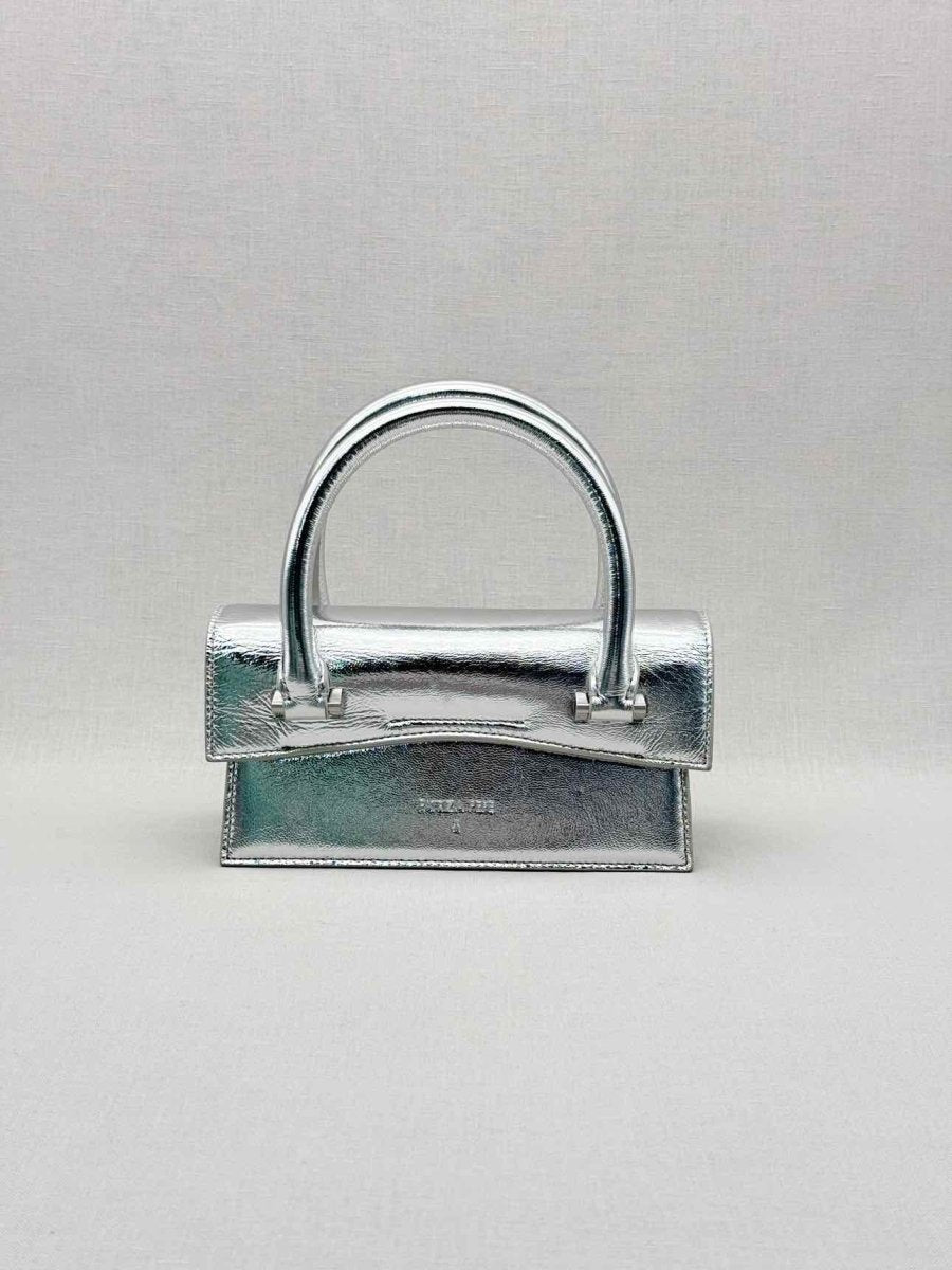 Pre - loved PATRIZIA PEPE Fly Bamby Metallic Silver Top Handle at Reems Closet