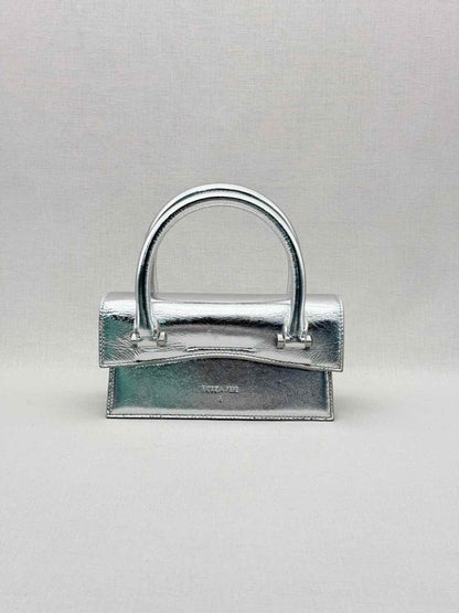 Pre - loved PATRIZIA PEPE Fly Bamby Metallic Silver Top Handle at Reems Closet