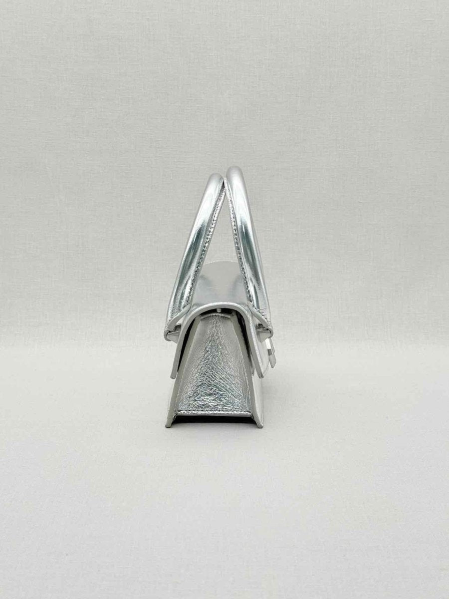 Pre - loved PATRIZIA PEPE Fly Bamby Metallic Silver Top Handle at Reems Closet