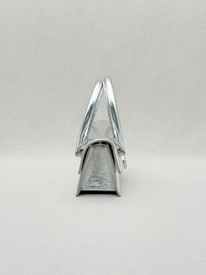 Pre - loved PATRIZIA PEPE Fly Bamby Metallic Silver Top Handle at Reems Closet