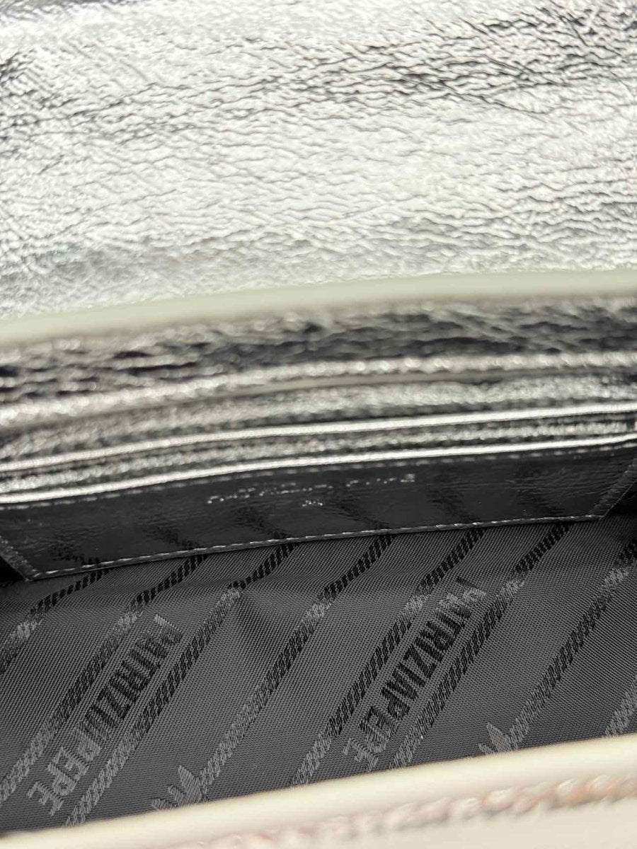 Pre - loved PATRIZIA PEPE Fly Bamby Metallic Silver Top Handle at Reems Closet