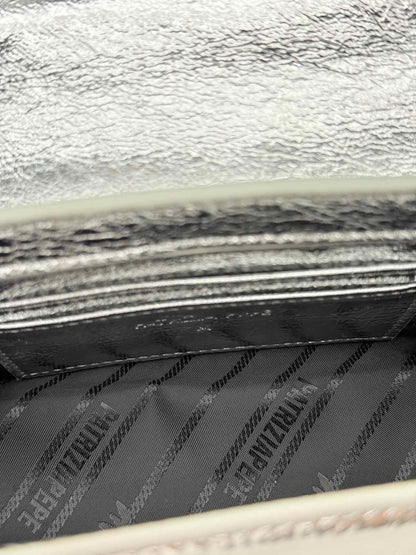 Pre - loved PATRIZIA PEPE Fly Bamby Metallic Silver Top Handle at Reems Closet