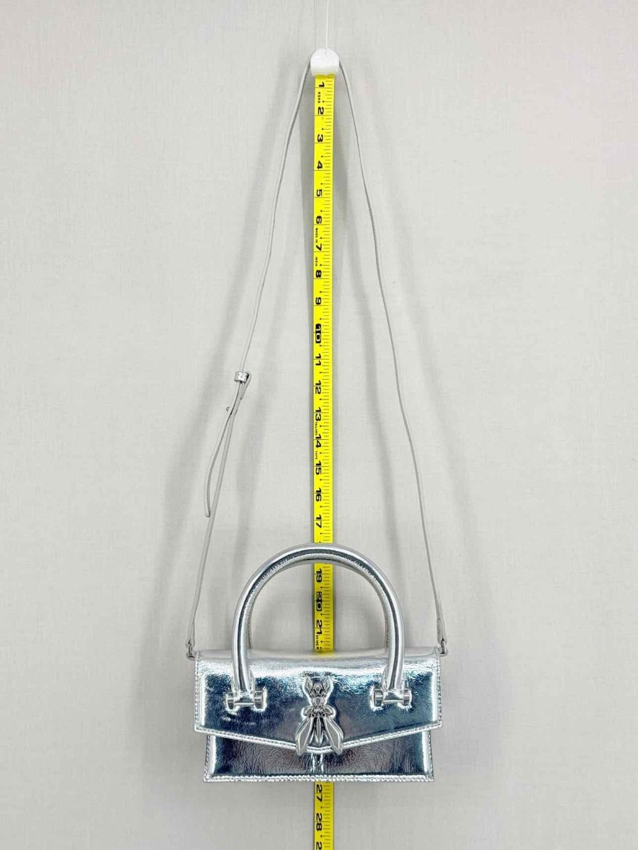 Pre - loved PATRIZIA PEPE Fly Bamby Metallic Silver Top Handle at Reems Closet