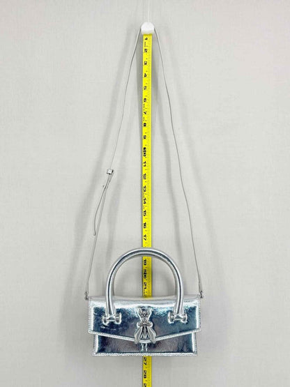 Pre - loved PATRIZIA PEPE Fly Bamby Metallic Silver Top Handle at Reems Closet