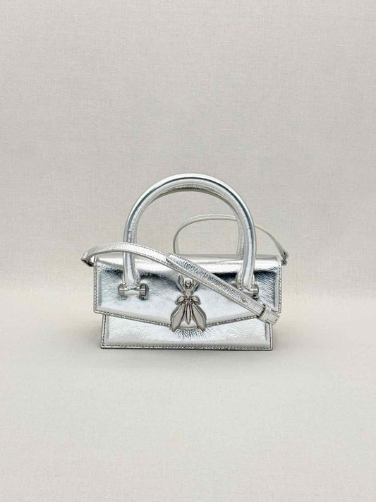 Pre - loved PATRIZIA PEPE Fly Bamby Metallic Silver Top Handle at Reems Closet