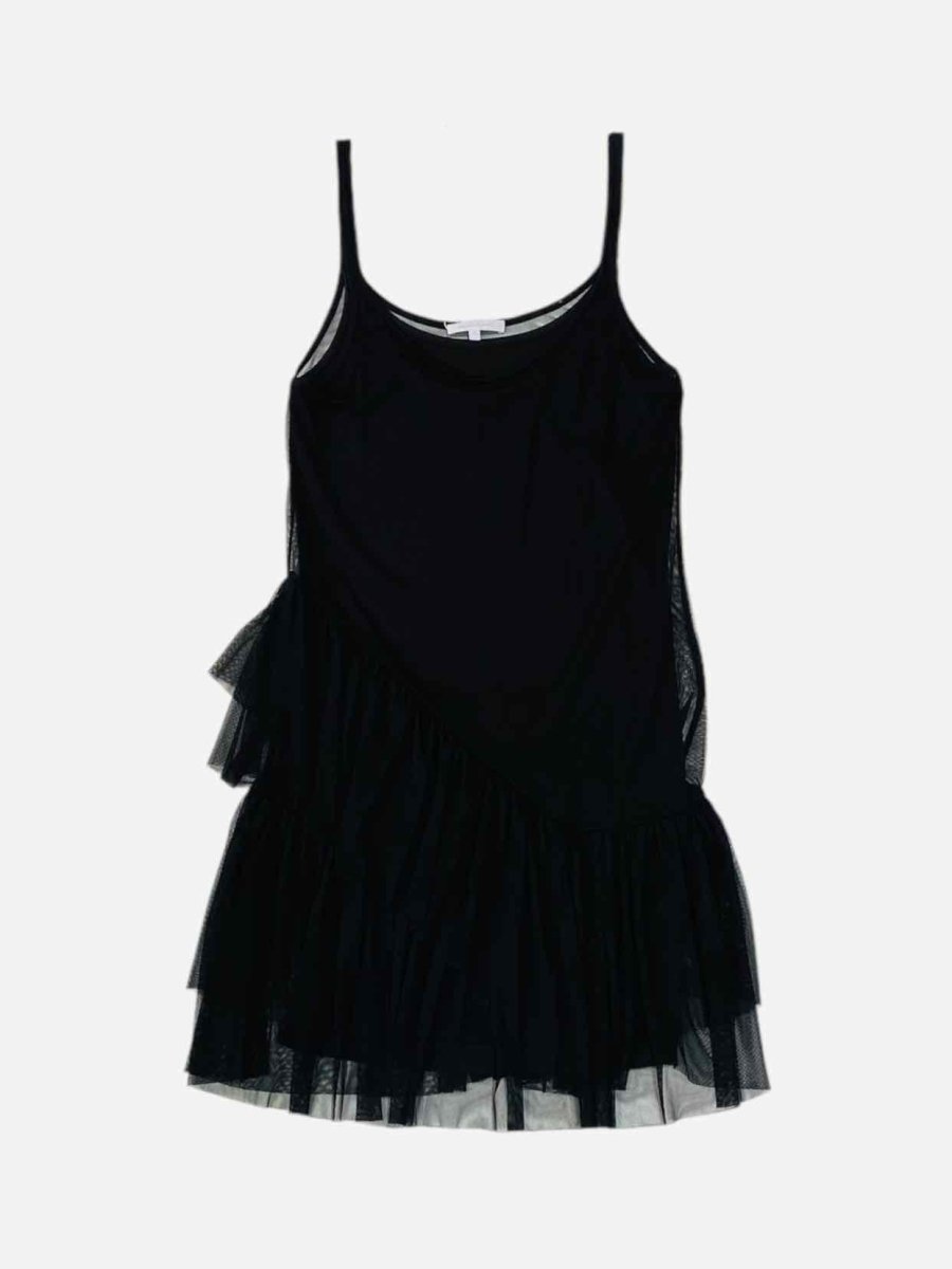 Pre - loved PATRIZIA PEPE Tiered Black Size Small Short Dress at Reems Closet