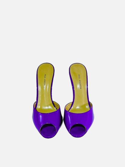 Pre - loved PAUL ANDREW Peep Violet Mules at Reems Closet