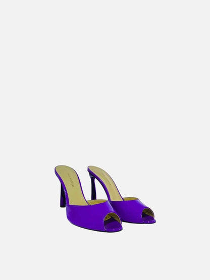 Pre - loved PAUL ANDREW Peep Violet Mules at Reems Closet